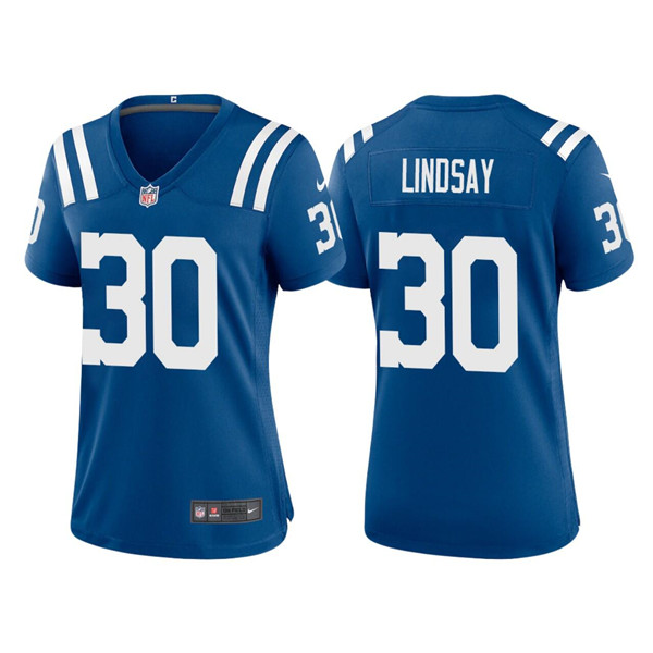 Women's Indianapolis Colts #30 Phillip Lindsay Blue Stitched Jersey(Run Small)